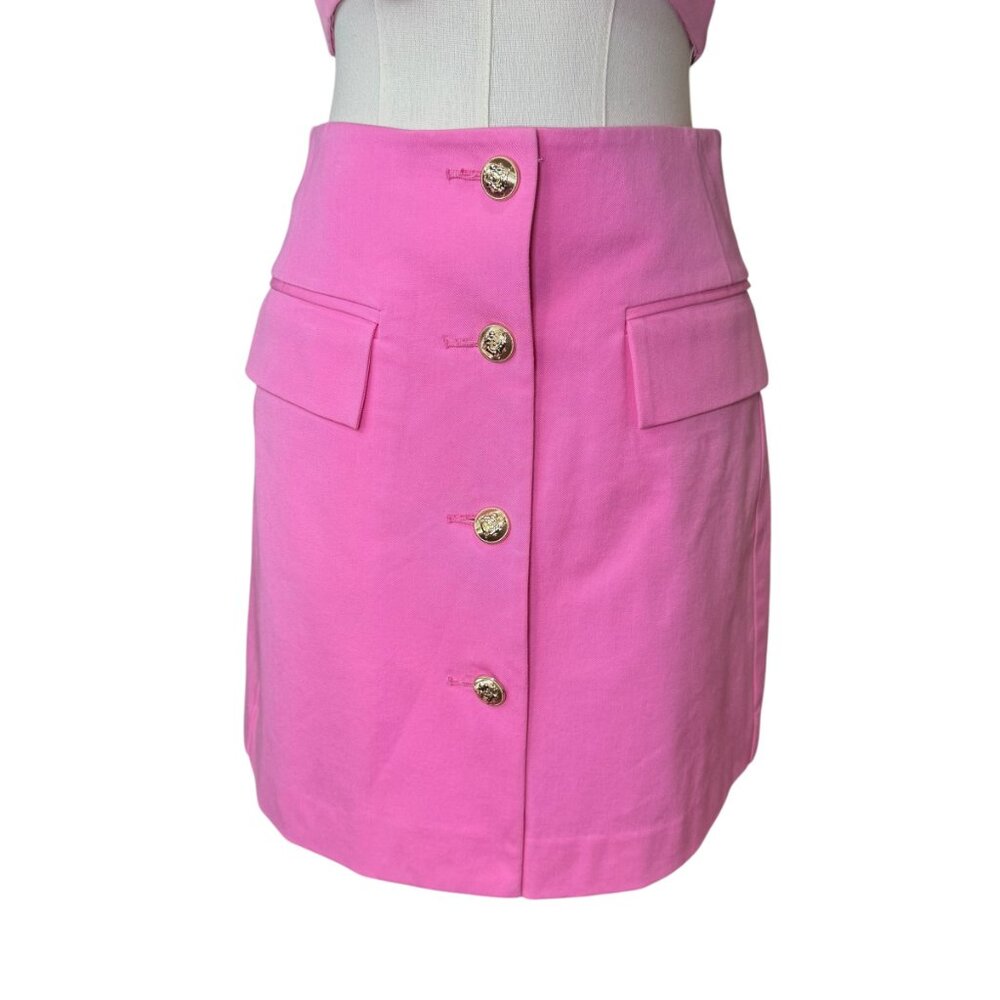 Derek Lam 10 Crosby Belamy Button-Front Mini Skirt Pink Size 4 | NWT